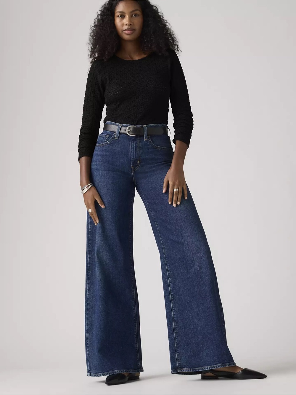 Levi’s - Women’s 728 High-Rise Dark Blue Wide-Leg Jeans